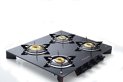 Butterfly Prism 4 Burner Glass Top Stove, Black/Red