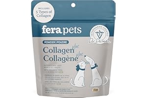 Fera Pets Cat & Dog Collagen Powder - Bone, Gut, Joint and Skin Supplement - 5 Types of Collagen + Clinically Studied UC-II® 