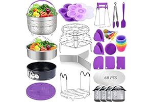 Accessories for Instant Pot, Sugaroom 100 PCS Pressure Cooker Accessories Set Compatible with Instant Pot Accessories 6 qt 8 quart-2 Steamer Baskets, Springform Pan, Egg Rack, Egg Bites Mold and More