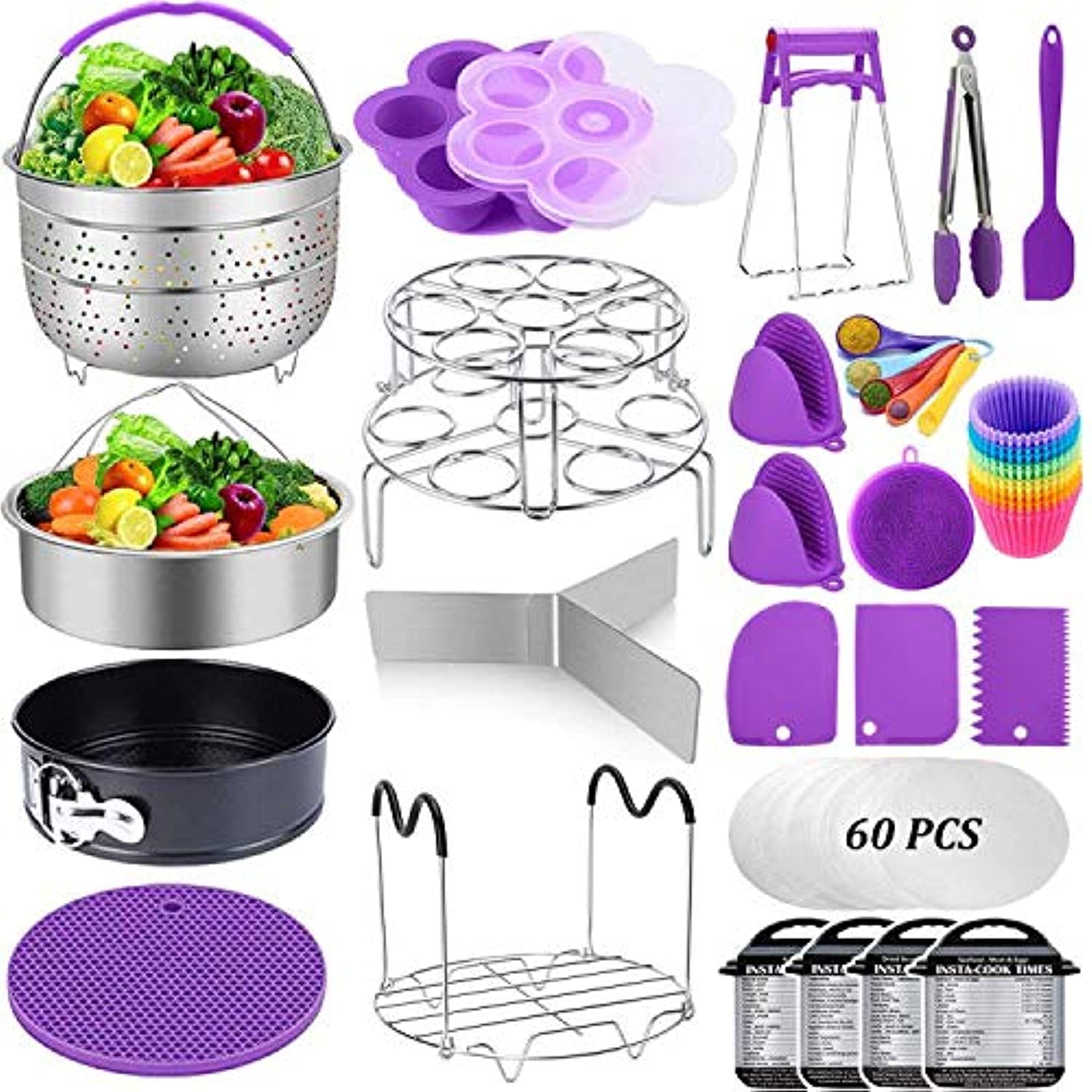 Photo 1 of Accessories for Instant Pot, Sugaroom 100 PCS Pressure Cooker Accessories Set Compatible with Instant Pot Accessories 6 qt 8 quart-2 Steamer Baskets, Springform Pan, Egg Rack, Egg Bites Mold and More