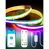 PAUTIX RGB Smart IC COB LED Strip Light 5V USB,Color Chasing UL-Listed Multicolor Flexible Tape LED Strip Light 9.84ft/3m Compatible with Alexa/Google Assistant,for TV,Desk,Monitor DIY Decoration