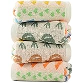 sense gnosis 100% Cotton Full Pumpkin & Carrot Pattern Kids Facial Towels, Fingertip Towels for Bathroom Towel Set Children Towels & Baby Washcloths, 10 x 20 inches(4 Pack in 2 Color)