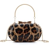 LUI SUI Small Leopard Purse for Women Leopard Evening Tote Bag Cheetah Print Purse Handbag with Chain for Wedding Party