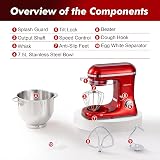 Aucma Stand Mixer 7.5L 1400W 6 Speed Tilt-Head with Accessories Red view 3