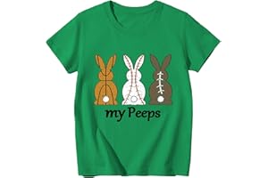 GOENGMO Boys Girls Easter Shirts Bunny Tshirt Short Sleeve Cotton Tee Funny Rabbit Graphic Tshirts 3-12 Years