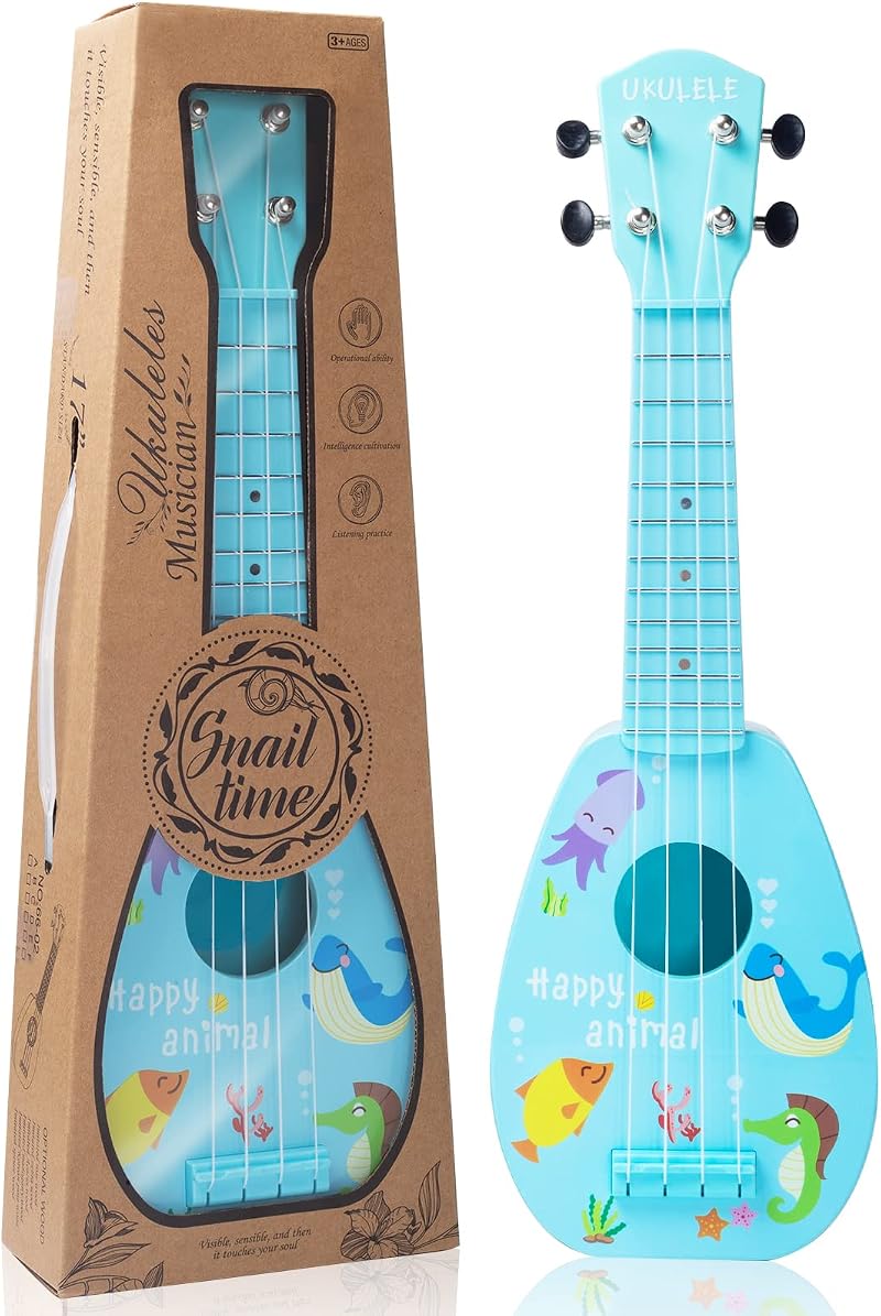 HENGI 17" Kids Toy Guitar Ukulele for Girls Boys Beginner Musical Instrument