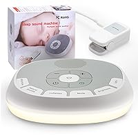 White Noise Sound Machine Baby | 20 Soothing Sounds and Night Light for Sleep and Relaxation | Heartbeat Sensor Mimics Mom’s Heartbeat for Newborns | Adjustable Volume and Auto-Off Timer (White)