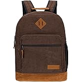 Wrangler Yellowstone Sturdy Backpack for Travel Classic Logo Water Resistant Casual Daypack for Travel with Padded Laptop Notebook Sleeve (Dark Brown Cord)