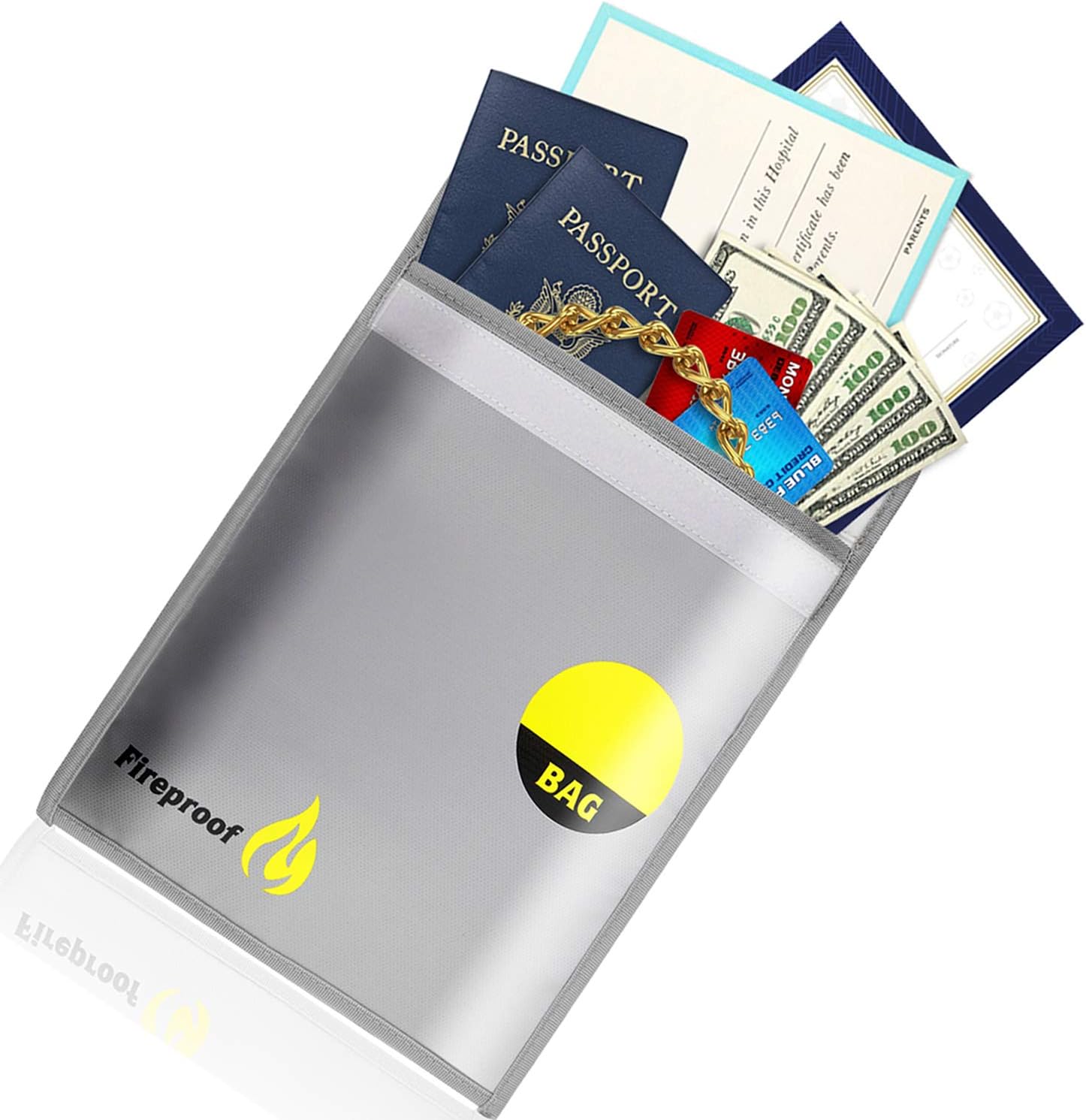 Fireproof Safe Bag, eeQiu 15"X11" Fireproof Money Bag, Non