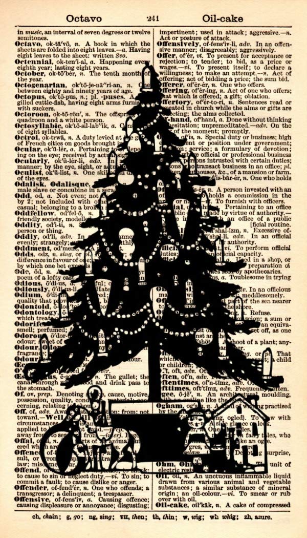 Christmas Tree Art Print Christmas Gift Vintage Art