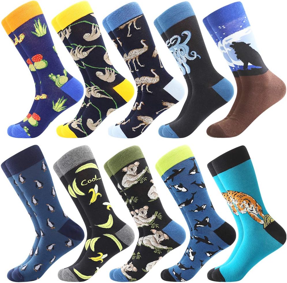 Funny Socks for Men & Women ,Fun Socks ,Crazy Colorful Cool Novelty Cute Dress Socks ,Food Animal Space Socks