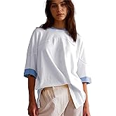 Songling Womens 3/4 Length Sleeve Casual Loose Fit Summer Tee Shirt Basics Cotton t Shirts Trendy Tops