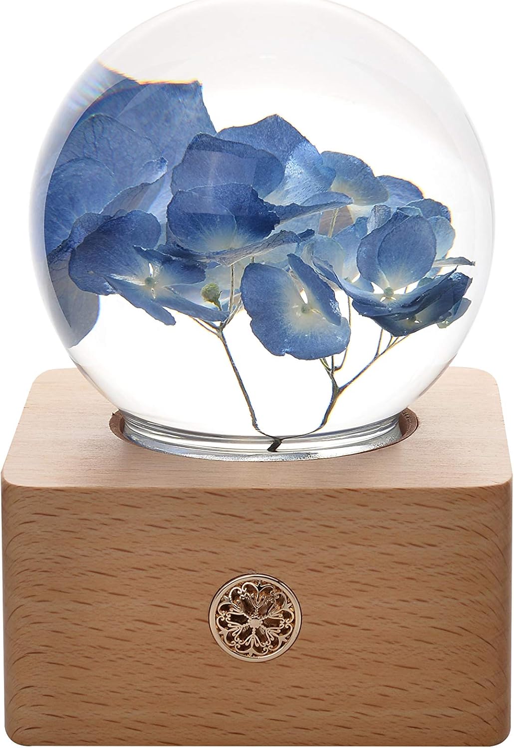 Snow Globes - MISS LI GARDEN Forever Blue Hydrangea Crystal Ball with LED Lights,Best Gifts for Her Wife Girlfriend Women, Anniversary, Mothers Day, Birthday, Valentine's Day Home Décor