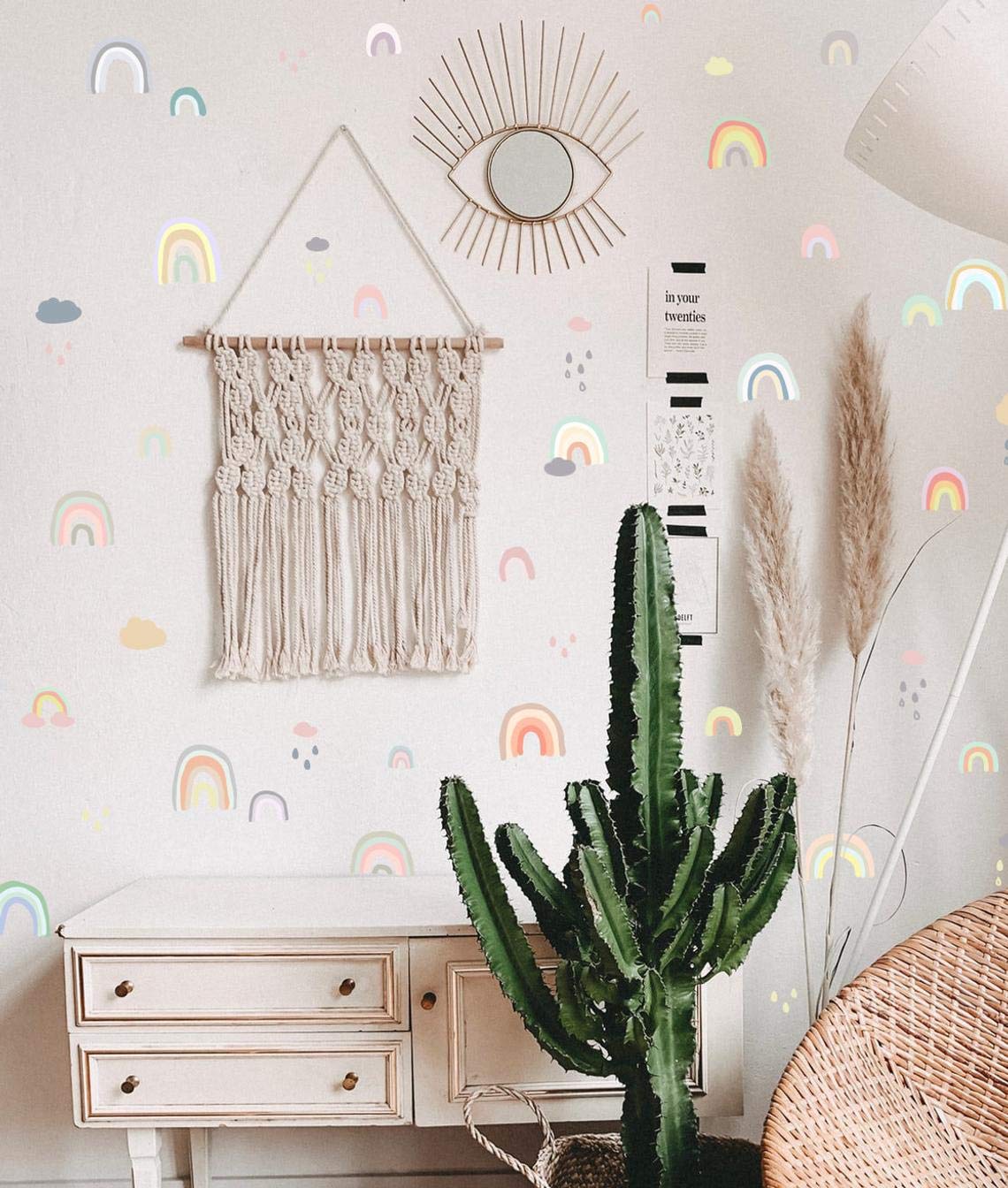 Kids Room Decal Hand Drawn Rainbow Wall Sticker Home Gift Boho Rainbow Rainbow Wall Decals Decor Multi Colored Rainbow Nursery Decor Stickers Decorative Accessories Migalio Com