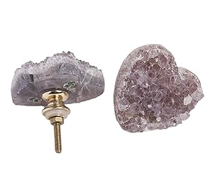2pcs Amethyst Door Drawer Knobs Pulls Cabinet Dresser Handle Thread Brass for Decorative Dressers Drawer, Kitchen Cabinet