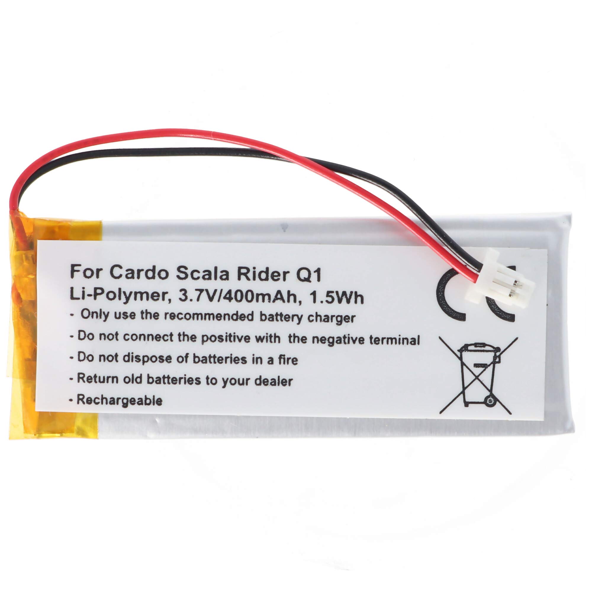 Battery suitable for Cardo Rider Q1, Scala Rider Q1, Q3, Scala Rider Q3, FM, Solo battery WW452050PL, WW452050PL_C