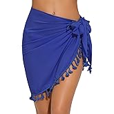 Lecieldusoir Women's Sarong Coverups Bathing Suit Wrap Skirt Beach Wrap Swimsuit Cover Ups with Tassels