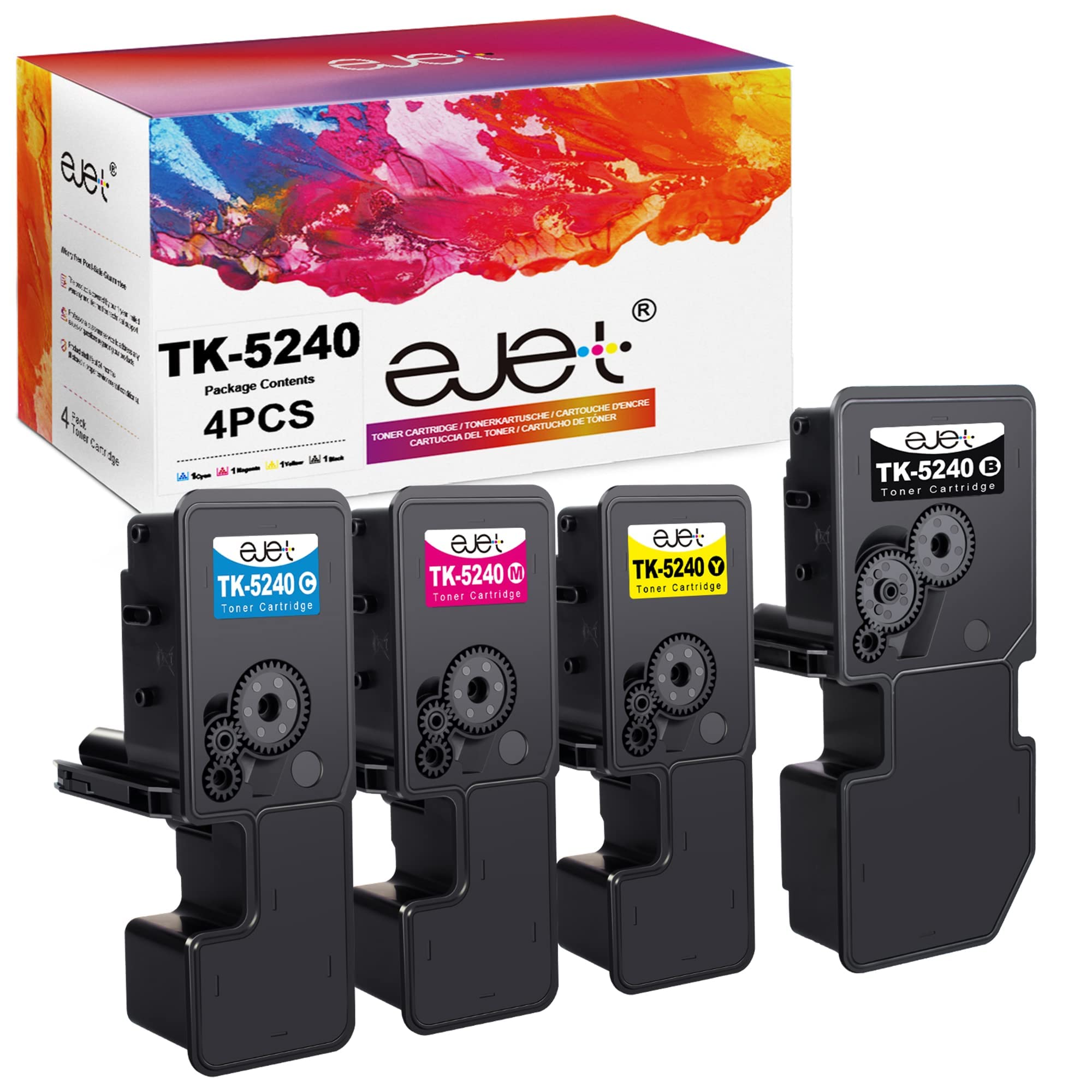 ejet TK-5240 Toner Compatible for Kyocera TK 5240 TK5240 for Ecosys M5526cdw M5526cdn P5026cdw P5026cdn (Black Cyan Magenta Yellow, 4-Pack)