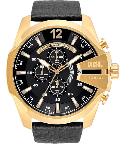 Amazon.com: Diesel Spiked Stainless Steel and Leather Chronograph