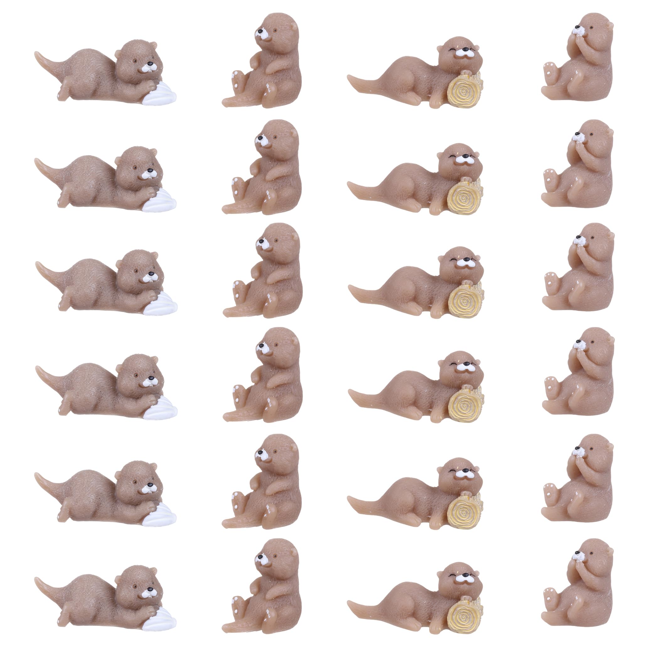 Vagocom 24Pcs Miniature Otters Figurines,Small Animal Figures Decorate for Fairy Garden,Garden Moss Landscapes,Pot,Office Desk,Bookshelf,Bedside,Cute Animal Statues & Cartoon Crafts