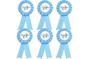 GDTO8820 1 Mommy to be Tinplate Badge Pin for BOY, 1 Daddy to be, 2 Badges for Grandmas to be, 2 Badges for Grandpas to be, Baby Shower Button New Mom Gifts Gender Reveals Party, Blue Rosette, BLUE