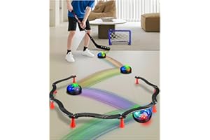 SPORTY PLAY Hockey Stick Handling Trainer – Adjustable Hockey Training Equipment Set with Hover Soccer Ball, Mini Goal & Sticks – Improve Skills & Coordination for Kids & Teens