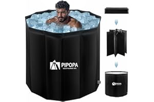 PIPOPA Foldable Hot/Ice Bath Tub for Athletes | Ready to Use | XL Cold Plunge Tub for Recovery | Long-Lasting Insulation | Outdoor, Indoor, Portable - 27 * 31 Inches