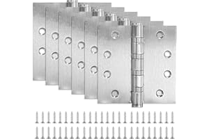 LITLANDSTAR 6 Pack Stainless Steel 4'' Door Hinges, 4in x 4in Heavy-Duty Ball Bearing Door Hinges with Square Corners for Exterior & Interior Doors, Silver