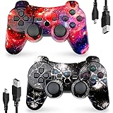 CHENGDAO PS3 Controller 2 Pack Wireless 6-Axis Controller for Playstation 3 with High-Performance Double Shock, Motion Contro