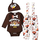 Tinypainter Baby Boy Thanksgiving Outfit Turkey Romper+Suspender Pants My 1st Thanksgiving Clothes