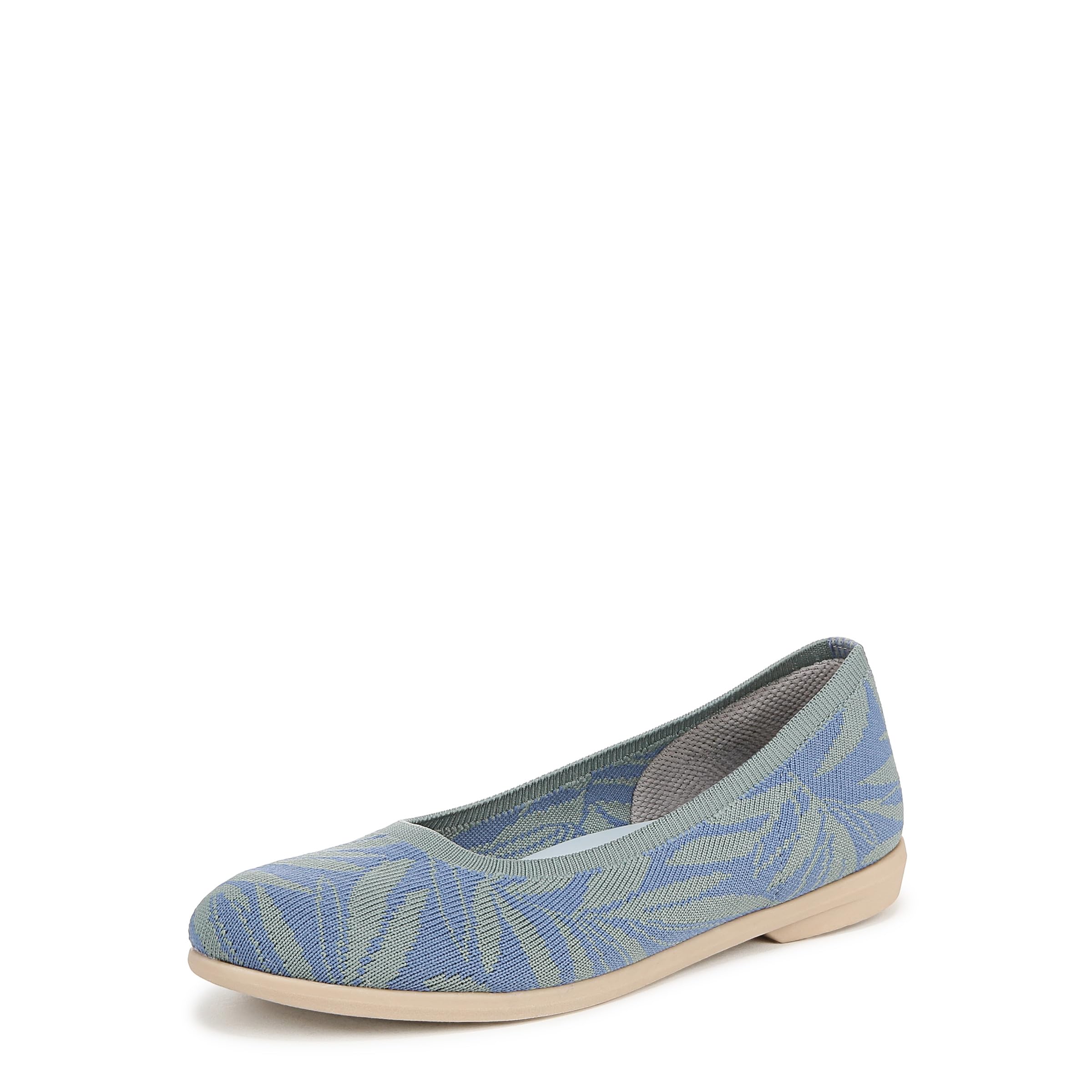 BZees Womens Kit Ballet Flat Elemental Blue/Green Leaf Print 7 M