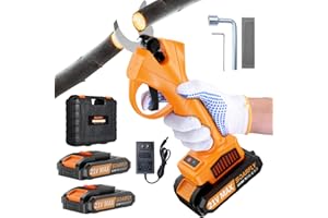 SOARFLY Electric Pruning Shears, 35mm 1.4'' Cutting Diameter Professional Cordless Electric Pruner for Tree Trimming Branch Cutter, (2Pcs 2000mAh Battery & 1 Charger Included), Orange, SEPS-02