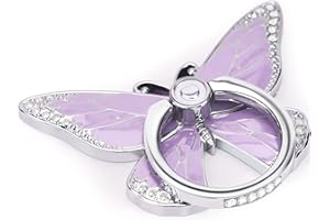 Doflyesky Butterfly Cell Phone Ring Grip Holder, 360 Degrees Rotation Phone Ring Grip Stand, Metal Finger Kickstand Compatible with iPhone, Samsung Galaxy, LG Google Pixel, Android Phone