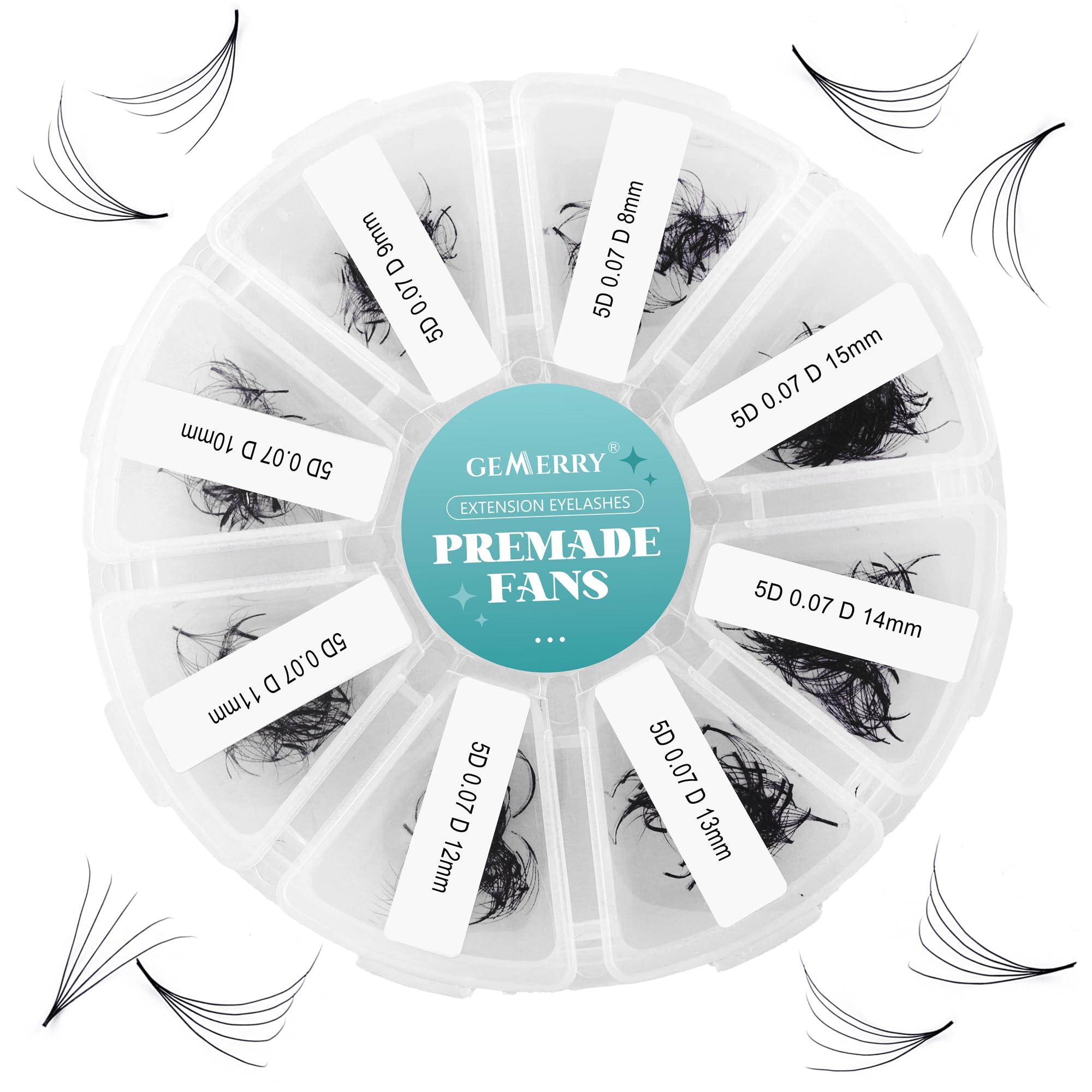 Pre made Fan Volume Eyelash Extensions 8D 8-15mm mix 500PCS Premade Fans D Curl Russian Pro Lashes Handmade Volume Eyelashes Individual Eyelashes Gemerry Lashes(8D-0.07D-8-15mm) — image 1