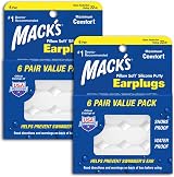 Mack's Pillow Soft Silicone Ear Plugs 6 Pair Pack of 2 White