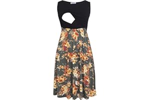 Smallshow Women's Sleeveless Nursing Dresses Patchwork Maternity Breastfeeding Dress