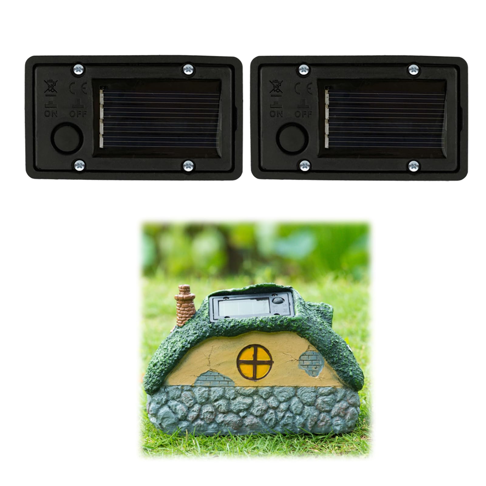 2 Pcs Solar Lantern Top Replacement Parts for Garden Lights Waterproof Small LED Solar Panel Lantern Lid Light Bulb Square Battery Box Accessories for Outdoor Hanging Lanterns DIY Table Light Patio