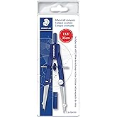 STAEDTLER Advanced Student Compass 2 Piece Set - Metal Compass with Quick-Set Center Wheel, Universal Adapter & Spare Lead, D