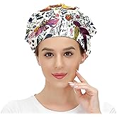 Shutiall Working Cap with Button and Sweatband Adjustable Tie Back Bouffant Hats Printed Multi Color for Woman Man.Starry Sky
