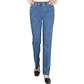 Youhan Women's Casual Pull On Elastic Waist Jeans (Small, Light Blue)