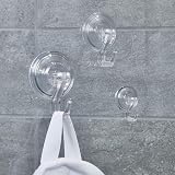 InterDesign 18130 Power Lock Suction Cup Towel Hooks Clear Plastic Set of 6 view 2