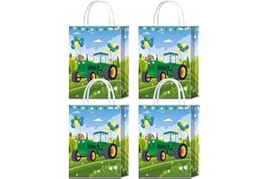Tyndallrays 16Pcs Tractor Goodie Bags - Sturdy Tractor Bags - Tractor Party Bags farm goodie bags - Tractor Gift Bag for Trac
