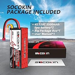Socokin 4S Lipo Battery 5500mAh 14.8V 120C with T