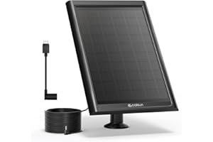 CALLSUN Solar Panel for Ring Camera,6W Solar Charger for Ring Stick Up Cam Battery/Pro&Ring Spotlight Cam Battery/Plus/Pro,13FT Cable IP68 Waterproof USB-C and DC3.5mm Ports Black