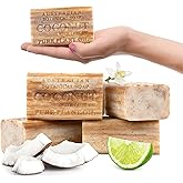 Australian Botanical Soap Coconut with Lime Oil 6.6 oz Luxury Soap Bars Enriched with Shea Butter, Pack of 4