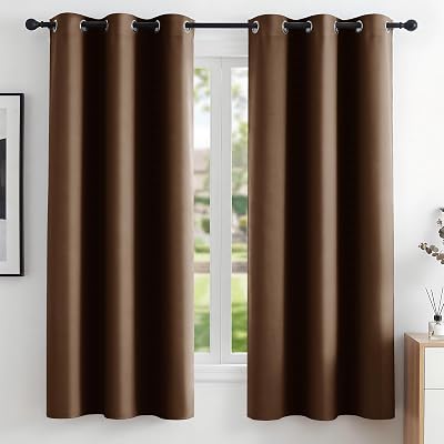 Deconovo Thermal Insulated Blackout Curtains Brown 2 Panels 107x160 cm Eyelets