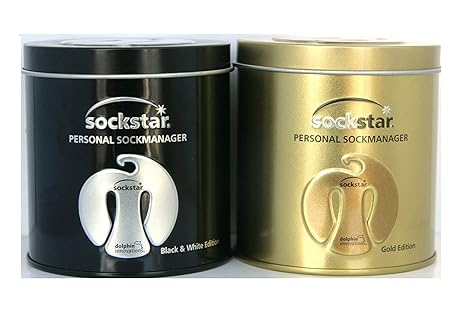Super Angebot!! Super offer! 2 Familie Packungen, 40 Sockstar, 8 Farben!! in edle Luxus Präsentdose aus Metall - Sockenklamme