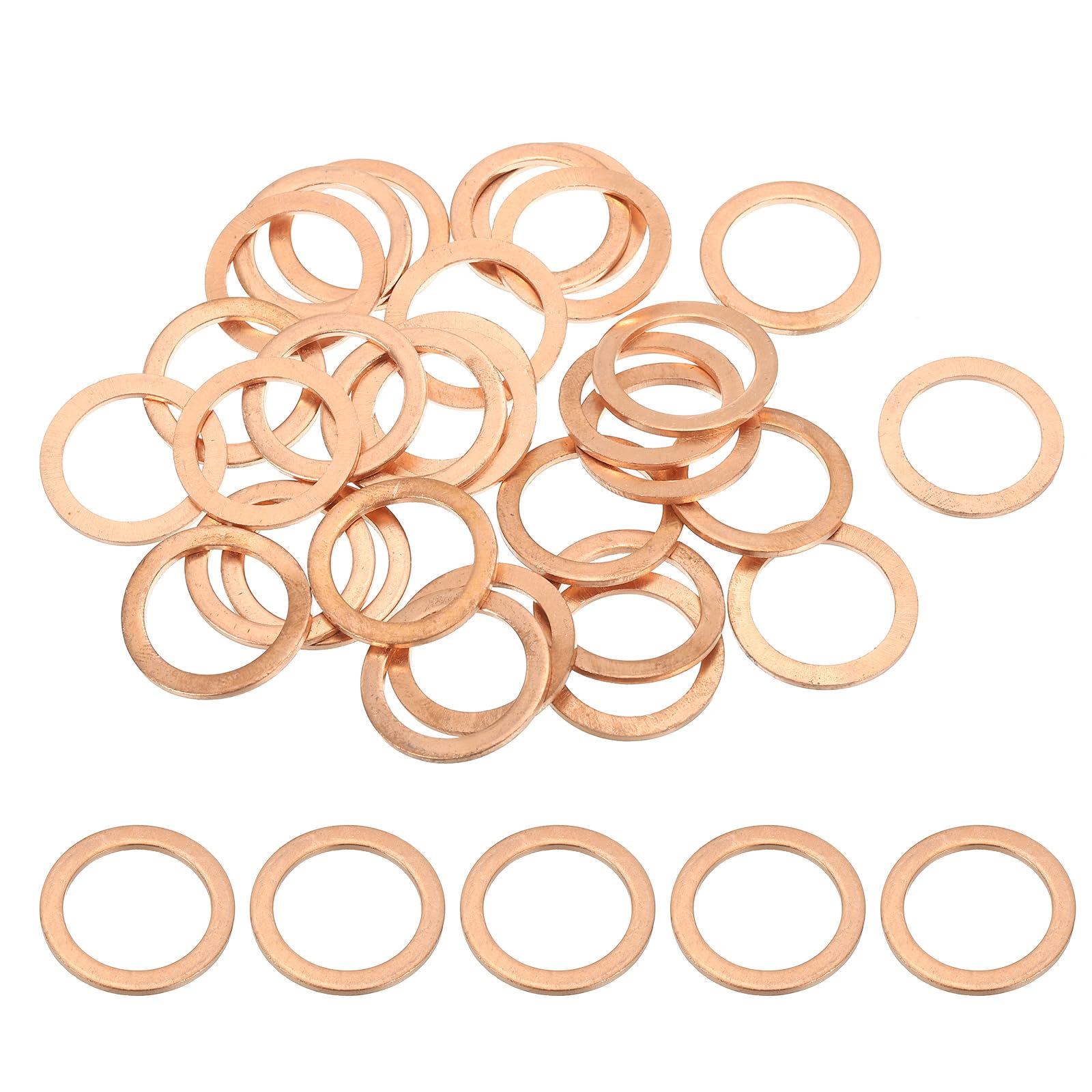 PATIKIL M18 Copper Washer Sealing Ring, 30 Pieces 18mm ID 24mm OD 1.5mm Thickness Metric Flat Sealing Gasket Crush Washer for Screws Bolt Sump Plugs Oil Drain