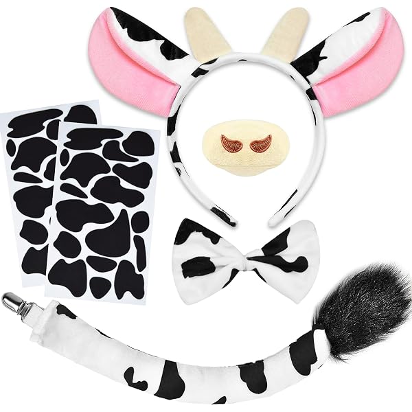 Furry Cow Costume Set - Headband, Tail & Leg Warmers Amazon.com: Maticr Women Cow Ears Headband and Tail Leg  main image 2