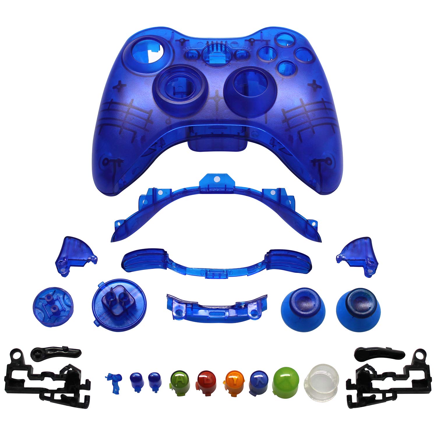 OSTENT Ersatzgehäuse Shell Buttons Kit kompatibel für Microsoft Xbox 360 Wireless Controller - Farbe Blau